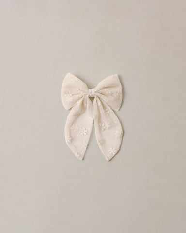Noralee Natural Embroidered Daisy Everly Bow
