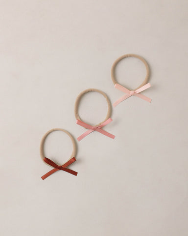 Noralee Satin Blush, Red, Pink Baby Bow Headbands