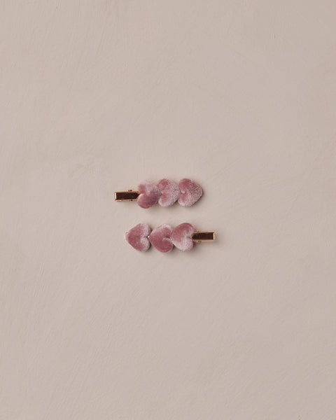 Noralee Raspberry Velvet Heart Clips