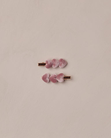 Noralee Raspberry Velvet Heart Clips