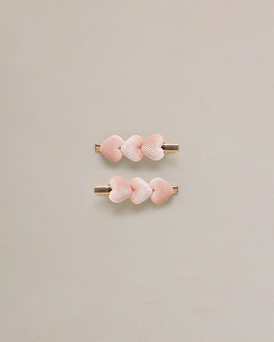 Noralee Pink Velvet Heart Clips