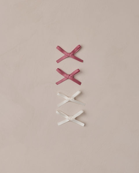 Noralee Ivory/Raspberry Mini Satin Bows