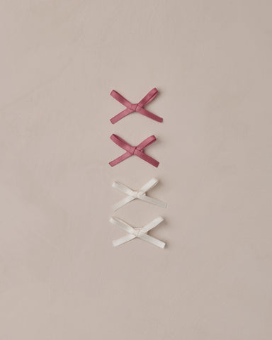 Noralee Ivory/Raspberry Mini Satin Bows