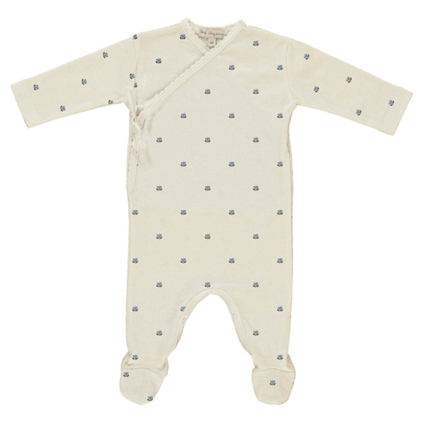 Bebe Organic Lisa Tulip Jacquard Wrap Overall Onesie