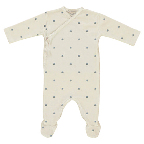 Bebe Organic Lisa Tulip Jacquard Wrap Overall Onesie