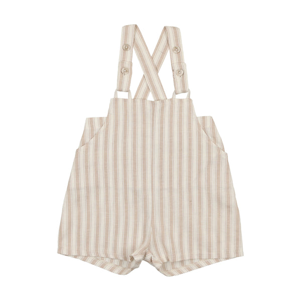 Lil Legs Taupe Stripe Overalls