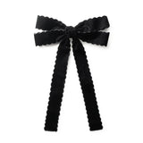 Halo Luxe Black Opaline Scalloped Velvet Long Tail Clip