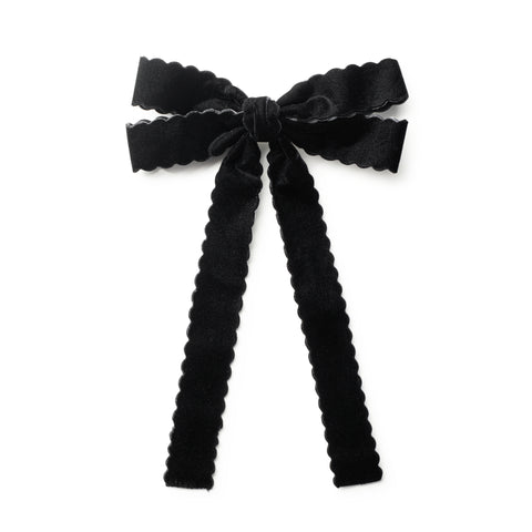 Halo Luxe Black Opaline Scalloped Velvet Long Tail Clip