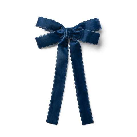 Halo Luxe Navy Opaline Scalloped Velvet Long Tail Clip
