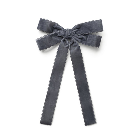Halo Luxe Charcoal Opaline Scalloped Velvet Long Tail Clip