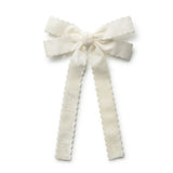 Halo Luxe Ecru Opaline Scalloped Velvet Long Tail Clip