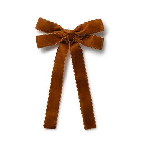 Halo Luxe Caramel Opaline Scalloped Velvet Long Tail Clip
