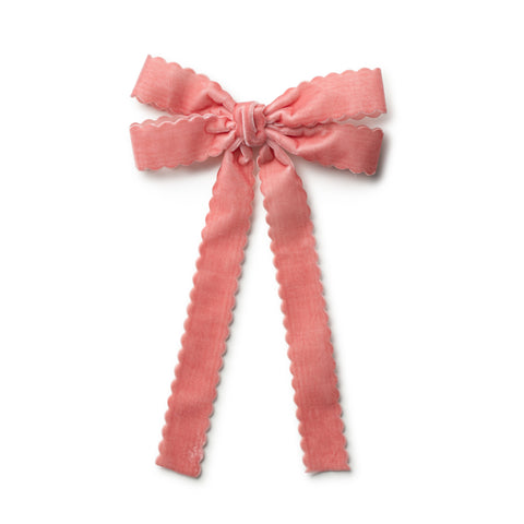 Halo Luxe Blush Opaline Scalloped Velvet Long Tail Clip