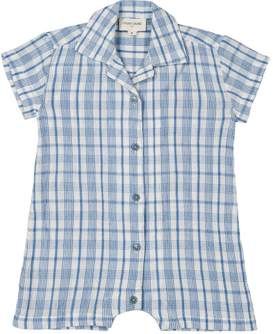Louis Louise Blue Check Gaston Romper