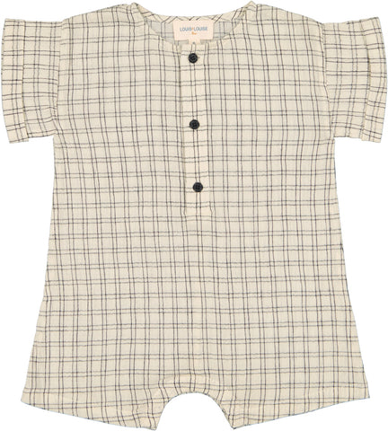 Louis Louise Cream Crepe Check Hawai Overall