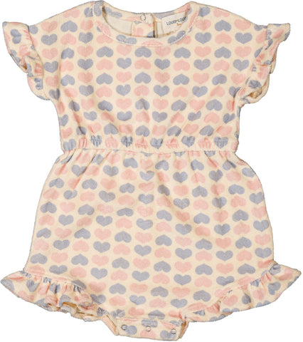 Louis Louise Pink Heart Terry Pampa Romper