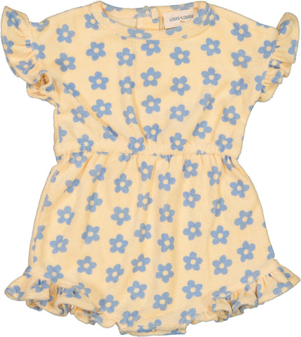 Louis Louise Light Yellow Sponge Flower Pampa Romper