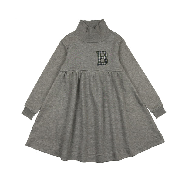 Lil Legs Light Grey Plaid Applique Sweatshirt Dress