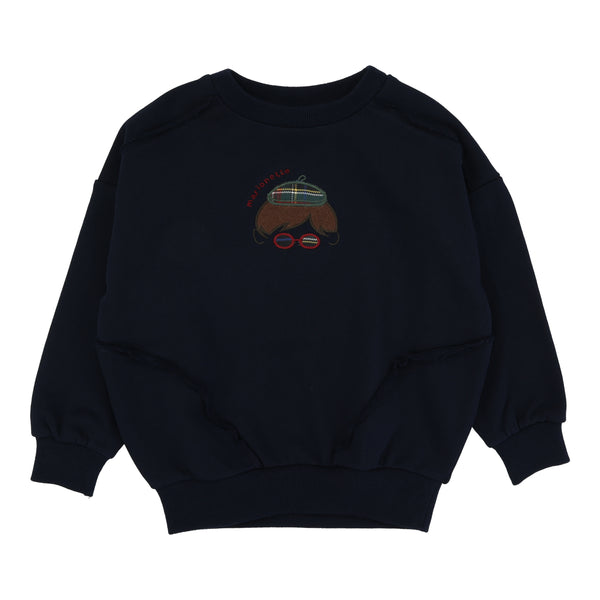 Lil Legs Navy Plaid Detail Boys Sweatshirt PDBS-NAVY
