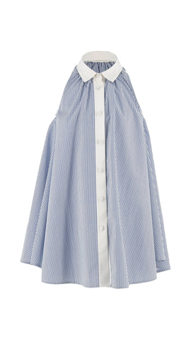 Philosophy White Blue Striped Poplin Dress