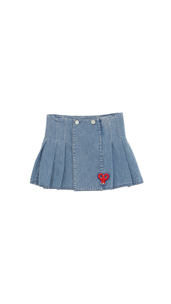 Philosophy Light Blue Denim Pleated Skirt