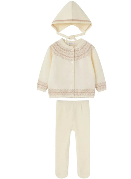 Coco Blanc Cream Embroidered Knit 3 PC Set