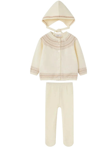 Coco Blanc Cream Embroidered Knit 3 PC Set