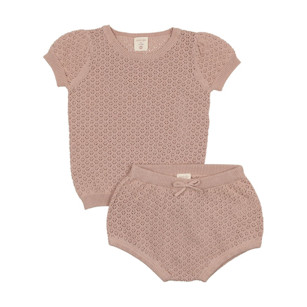 Lil Legs Pink Pointelle Knit Set