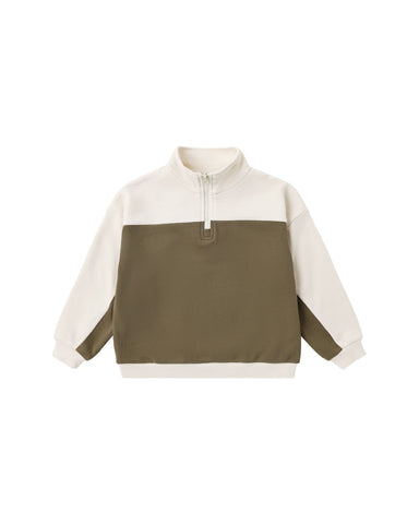 Rylee & Cru Olive Quarter Zip Crew Sweatshirt