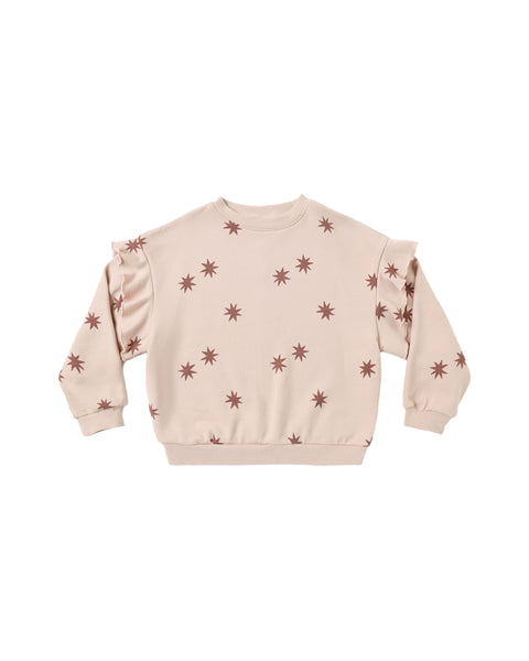 Rylee & Cru Blush Clay Stars Ruffle Sweatshirt