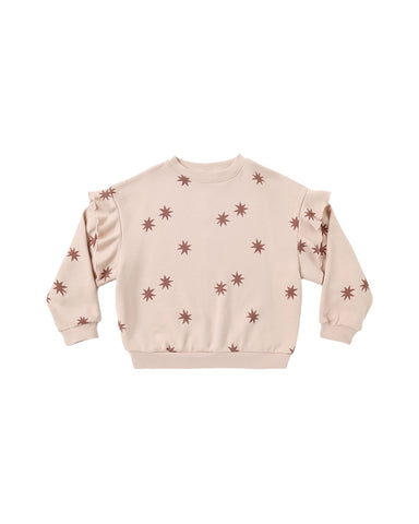 Rylee & Cru Blush Clay Stars Ruffle Sweatshirt