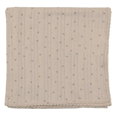 Lilette Taupe Printed Pointelle Wrap Blanket