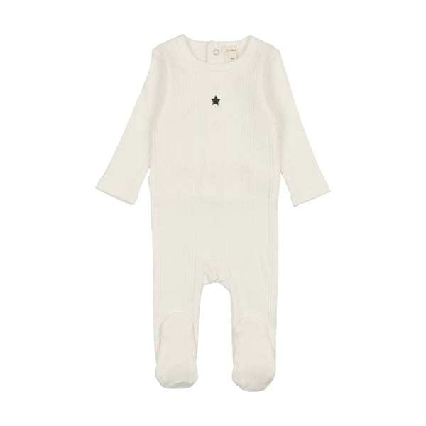 Lil Legs Winter White Multirib Star Footie