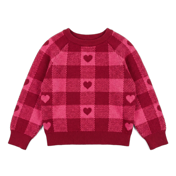 Louis Louise Red/Fuchsia Jacquard Heart Sweater