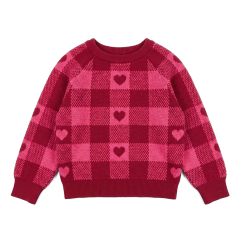 Louis Louise Red/Fuchsia Jacquard Heart Sweater