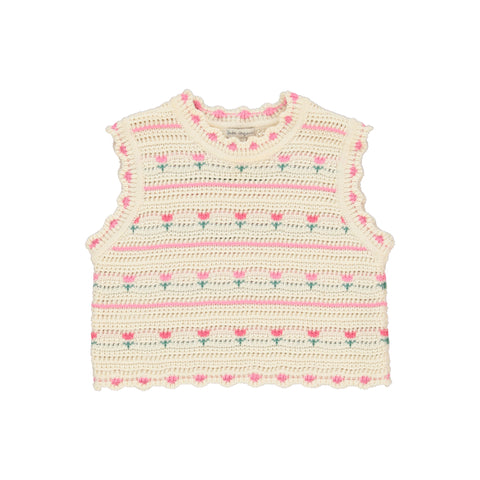 Bebe Organic Paloma Tulip Vest + Shorts Crochet Set