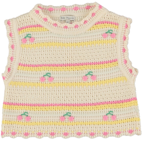 Bebe Organic Paloma Cherry Stripe Knit Short Set