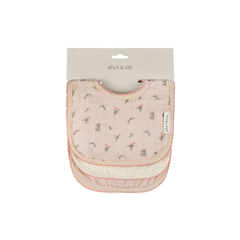 Ely's & Co Pink Gingko Muslin Terry Bibs Pack