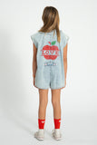 Piupiuchick Light Blue Denim Apple Print Jumpsuit
