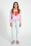 Piupiuchick Lilac Red Heart Sweatshirt