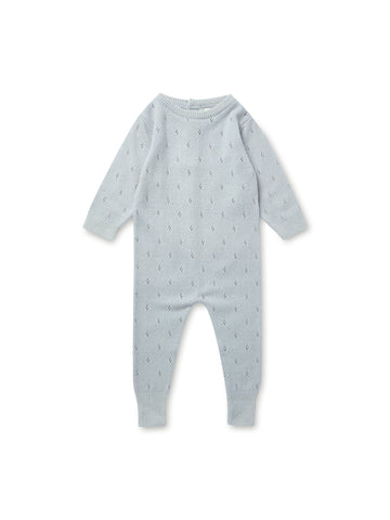 Belle Enfant Cloud Blue Pointelle Romper