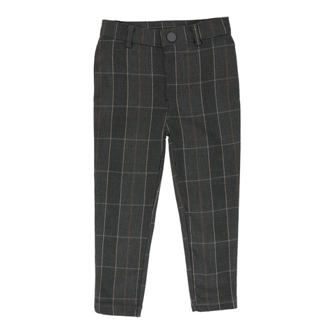 Lil Legs Grey Plaid Printed Pants