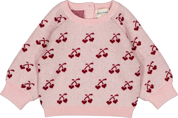 Louis Louise Pink & Burgundy Cherry Elia Baby Sweater