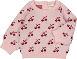 Louis Louise Pink & Burgundy Cherry Elia Baby Sweater