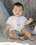 Quincy Mae Ivory Boat Ringer Tee + Blue Short Set