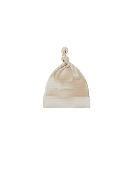 Quincy Mae Latte Micro Stripe Knotted Baby Hat