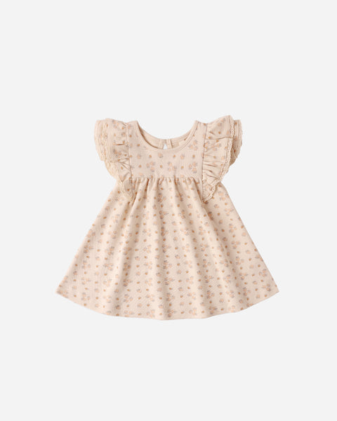 Quincy Mae Ecru Strawberries Flutter Dress