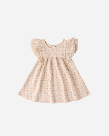 Quincy Mae Ecru Strawberries Flutter Dress