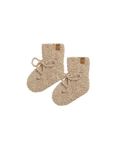 Quincy Mae Latte Speckled Knit Booties
