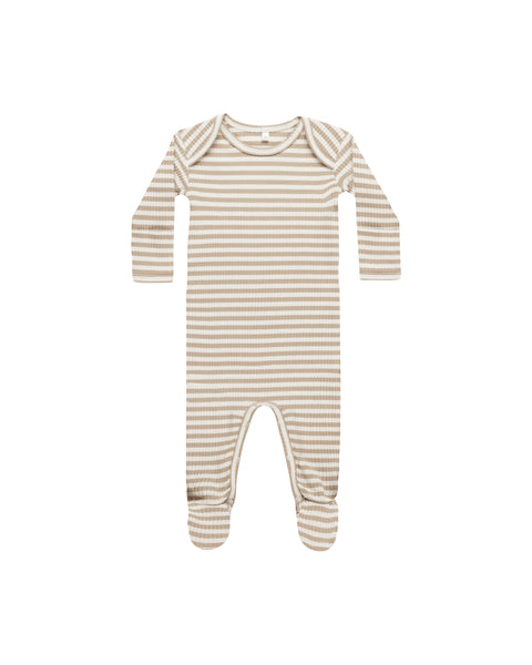 Quincy Mae Latte Stripe Ribbed Footie